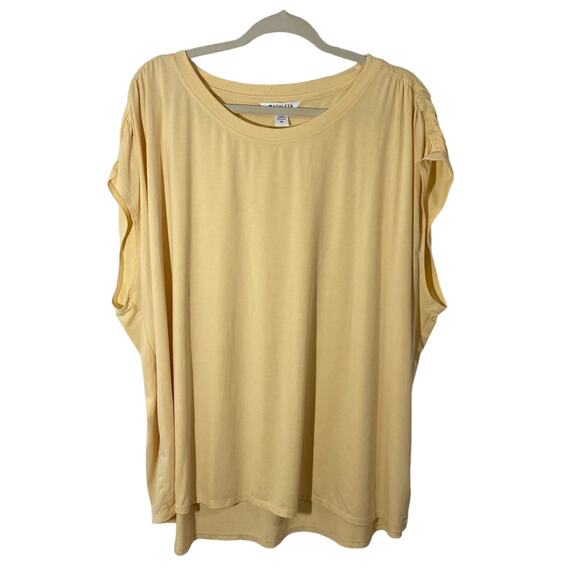 Athleta yellow Getaway Tee shirred shoulders size 3X Athleisure soft loungewear - Picture 1 of 7